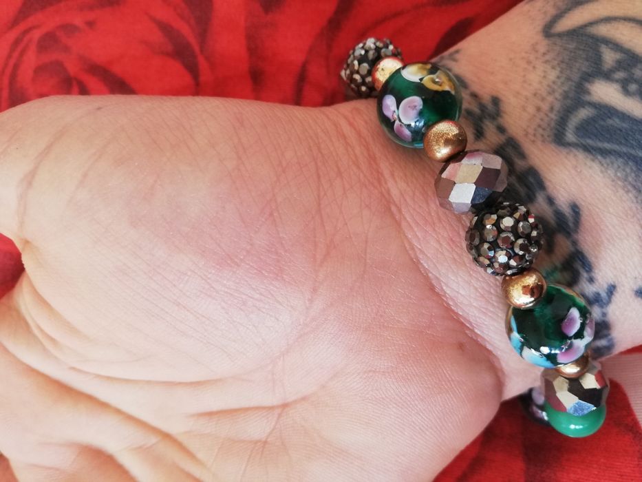 Комплект три пръстена и гривна имитация злато и кристали