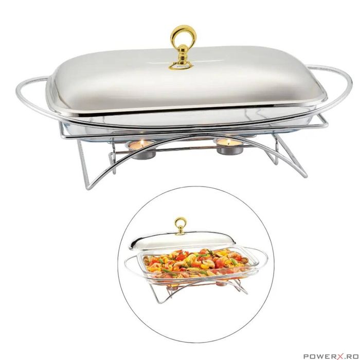 Vas, recipient pentru incalzirea alimentelor, sticla, capacitate 3