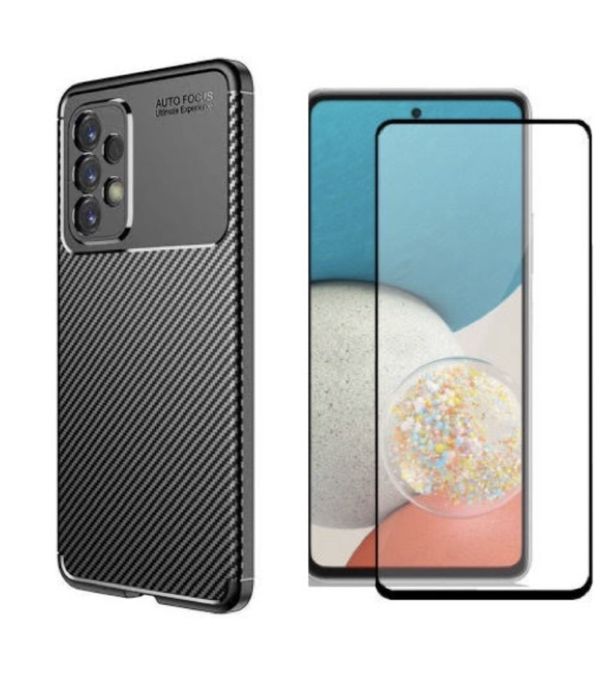 Samsung A53/A52s/A54/A55/A56/A36 Husa Carbon Face + Folie Sticla Face