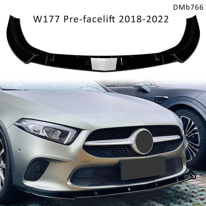 Черен лип спойлер предна броня Mercedes A W177 Pre-face мерцедес