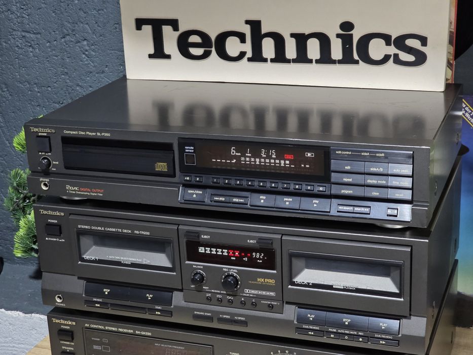 Sistem audio TECHNICS, receiver sa-gx230, dublu deck rs-tr232, cd-player sl-p350, hifi stereo , servisate