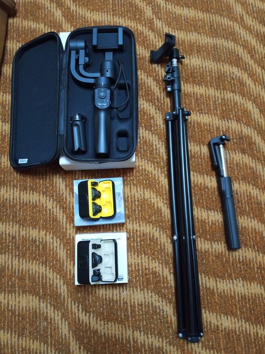 Stablizator, shtatif, 2 ta mikrafon, selfi tayoqcha knobkali sovg'aga