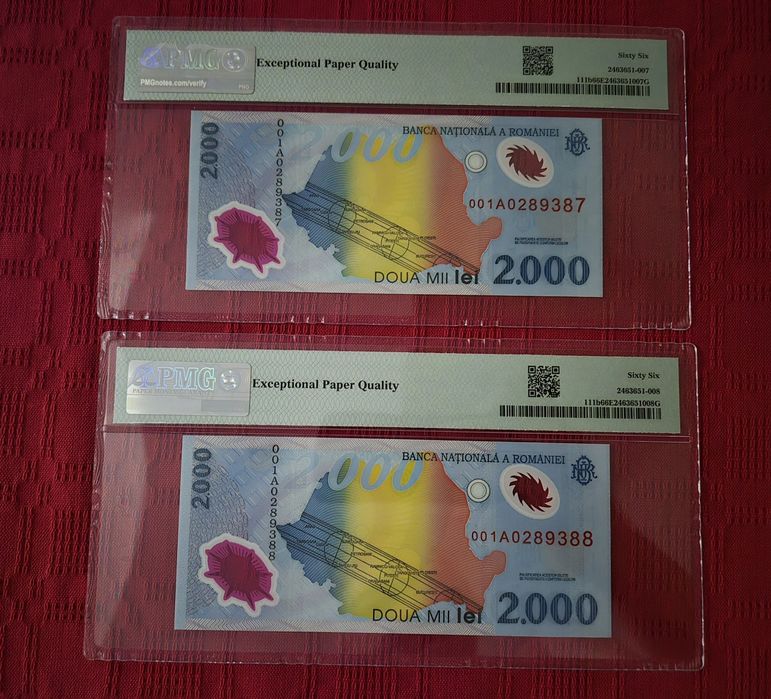 Bancnota BNR eclipa seria A consecutive