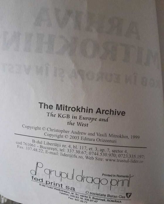 RARA,Arhiva Mitrokhin.KGB in Europa si in Vest,Vasili Mitrokhin,Andrew