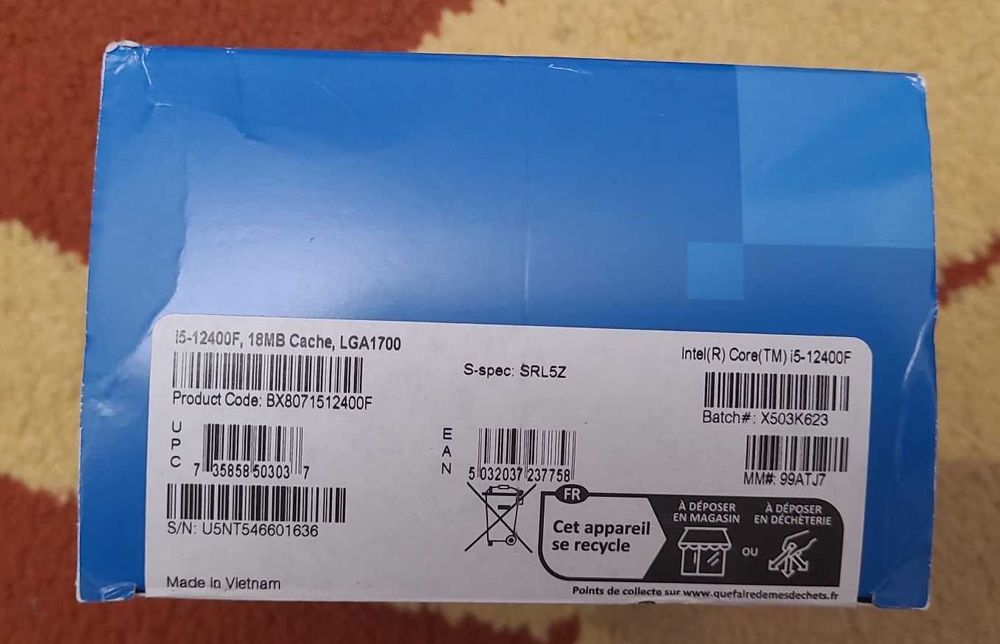 Procesor Intel i5-12400F Alder Lake, 4.4 GHz, Socket 1700 - Nou