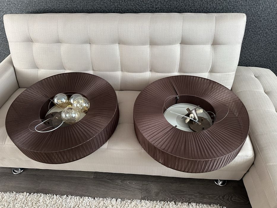 Ser 2 lustre din material textil venghe + becuri