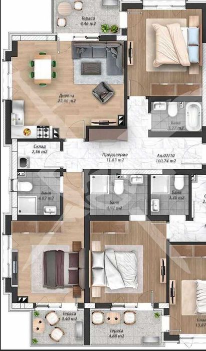 Дава се под наем Тристаен апартамент в Пловдив, Беломорски - 101 кв.м за 123910 € - Снимка #2