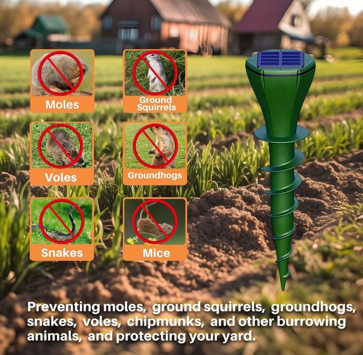 Соларен ултразвуков уред репелент против къртици, змии и гризачи