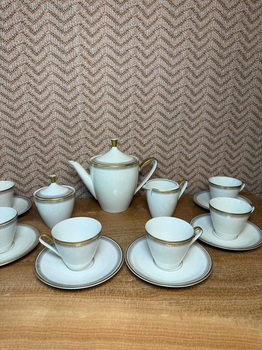 Set de ceai porțelan fin – Bavaria, model elegant cu margini aurii