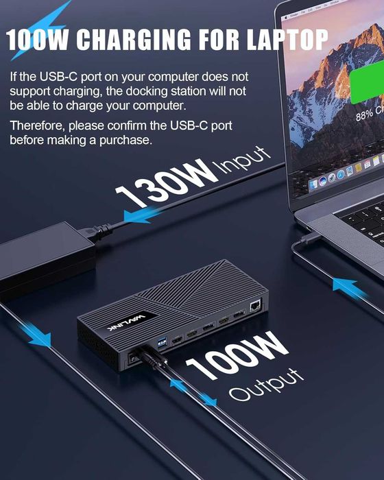 Док станция Wavlink 15в1 на 3 монитора для Macbook M1-M5  Windows