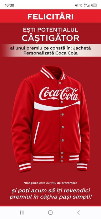 vând premiul de la coca cola 2026 jacheta campanie nou