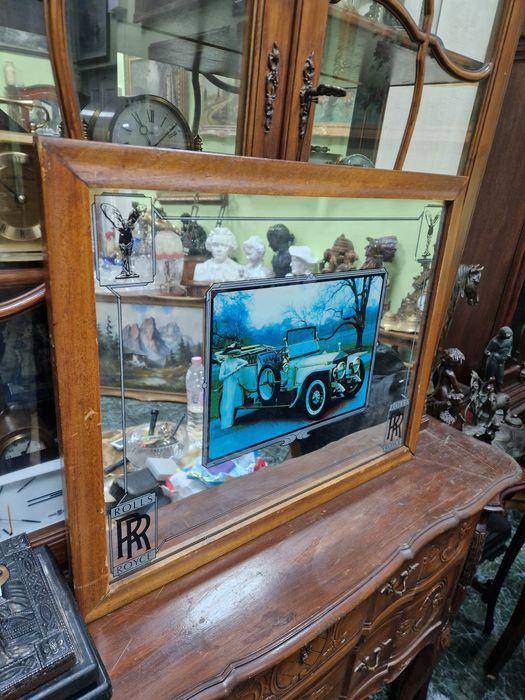 Уникално антикварно английско рекламно огледало Rolls Royce