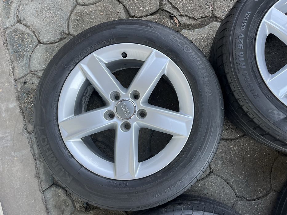 Jante aliaj 5x112mm, anvelope vara 205/60 R16, Audi A3, A4 B7 B8 B9, A6, VW Seat Skoda