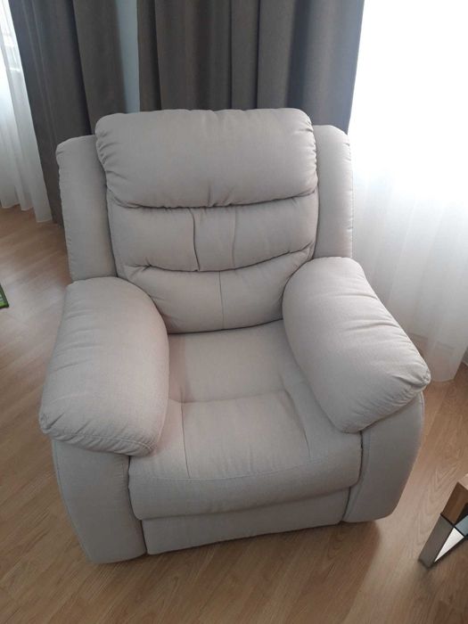 Set Canapea 3 locuri Recliner + 2 Fotolii Recliner | Crem | Stare Impecabila