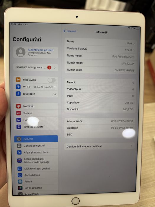 tableta Apple iPad Pro 10,5inch 256gb, baterie 89%
