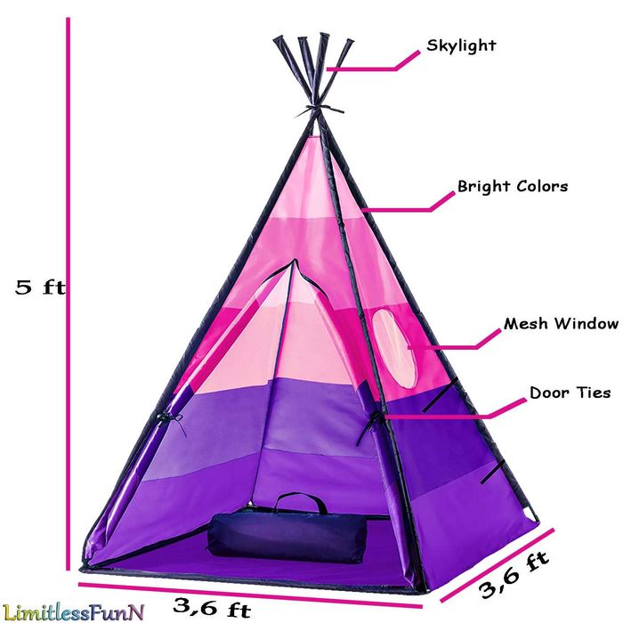 Детска Розова Триъгълна Типи Палатка За Дома Или Градината ПОСЛЕДНА БР
