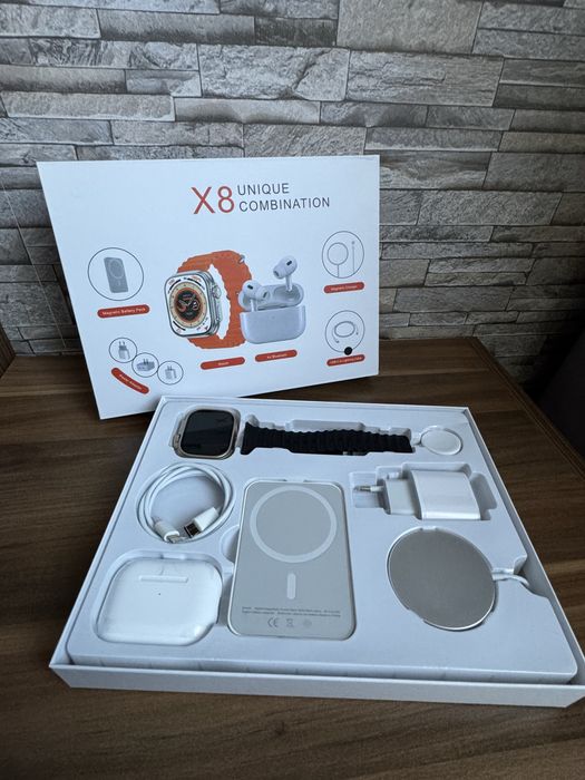 X8 Смарт Комплект (Часовник + Слушалки + Зарядни) – разопакован!