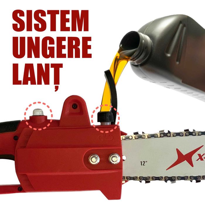 Mini drujba Ford, Motor Brushless, 2 acumulatori, 2 lanturi, 2 lame