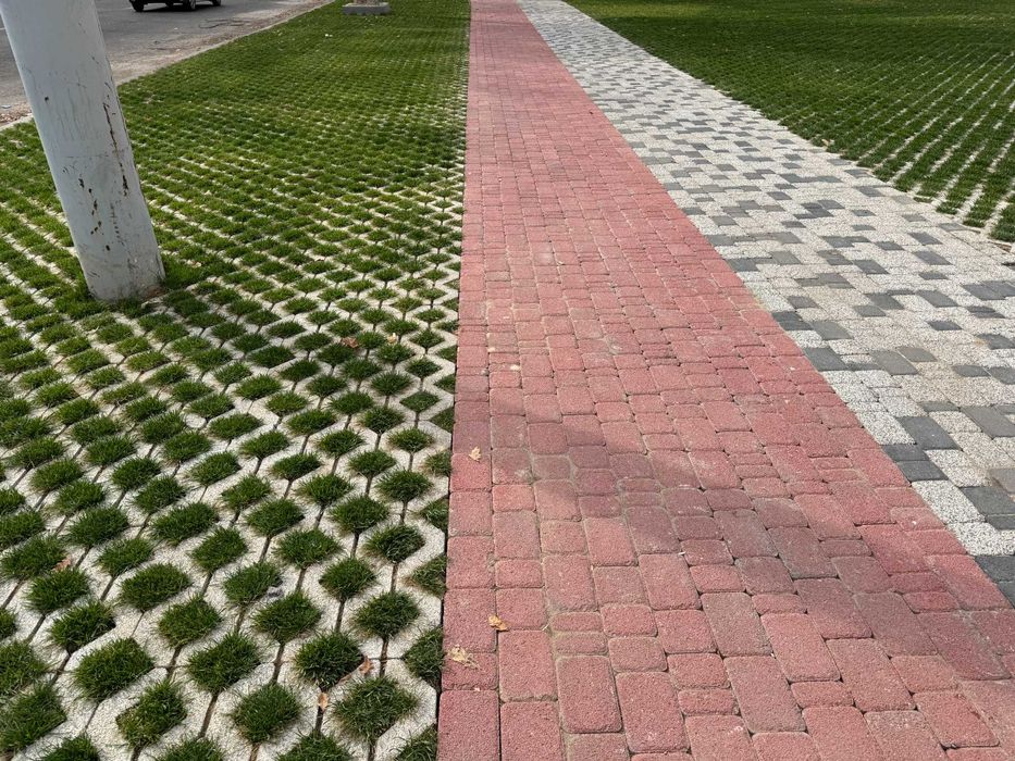 Тротуарная плитка (газонная решетка, декор под дерево)