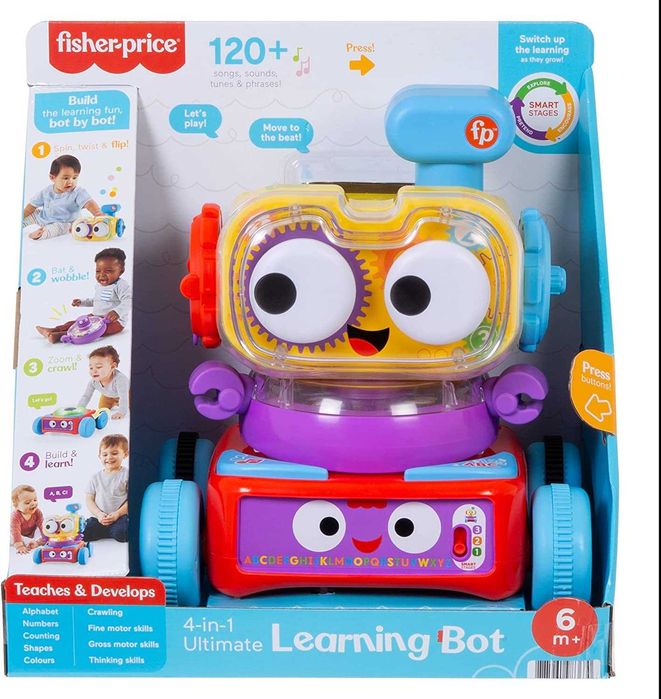 Интерактивен робот 4 в 1 Fisher Price Обучаващ бот с музика и светлини