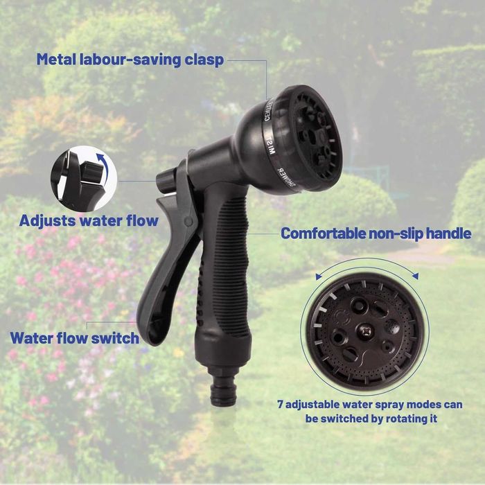 НОВ! Разтегателен градински маркуч 15 м с пистолет – 7 функции