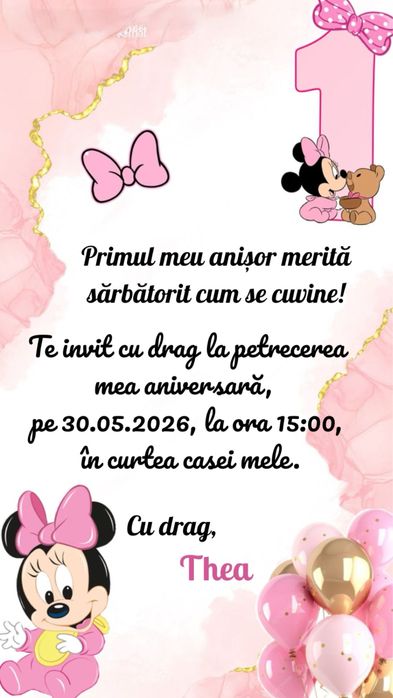 Invitatii digitale  botez sau zile de nastere