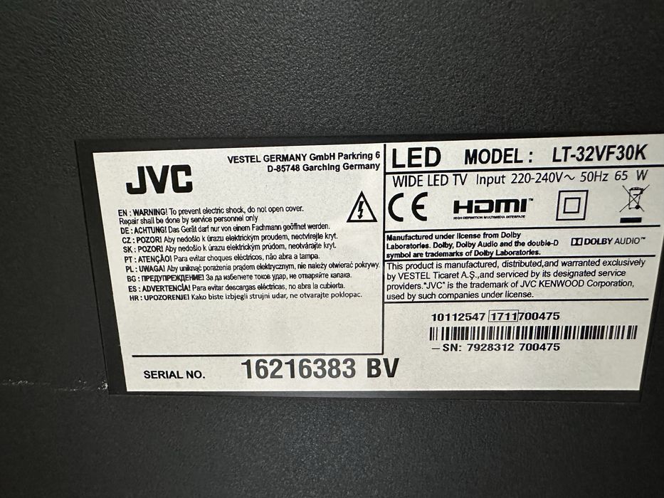 JVC LT-32VF30K е 32-инчов (81 см) Full HD LED телевизор,