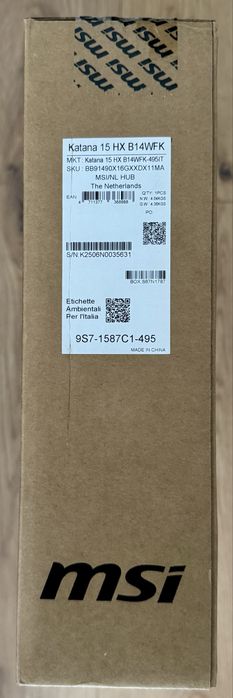 Laptop Gaming MSI Katana HX B14WFK 15.6 I9 RTX 5060 16GB 1TB Nou