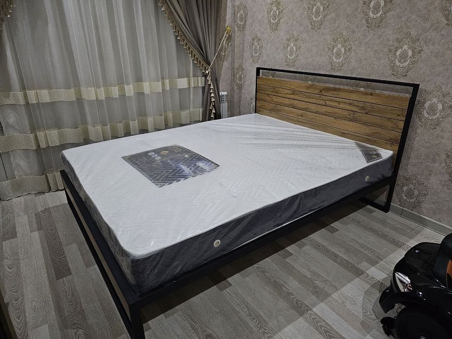 Металлические Кровать Лофт. Двуспальная кровать.  Temir Kravat.