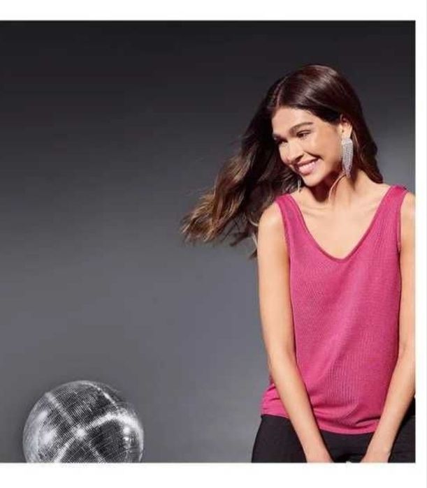 Розов дамски топ без ръкави , р-р М/L с лек блестящ ефект