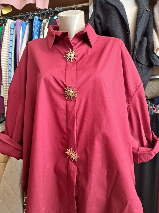 Дамска риза червено, кафяво, бежово