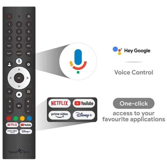Televizor SmartTech QLED 43QG02V, 108 cm, Netflix + Disney, 4K Ultra HD, Pret 749 Lei