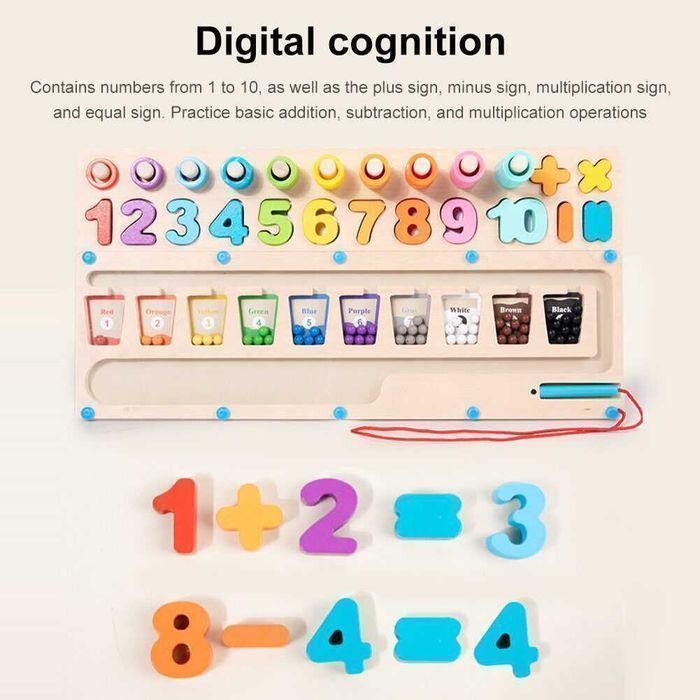 Joc Educativ din Lemn, Labirint Montessori, Margele si Stilou Magnetic