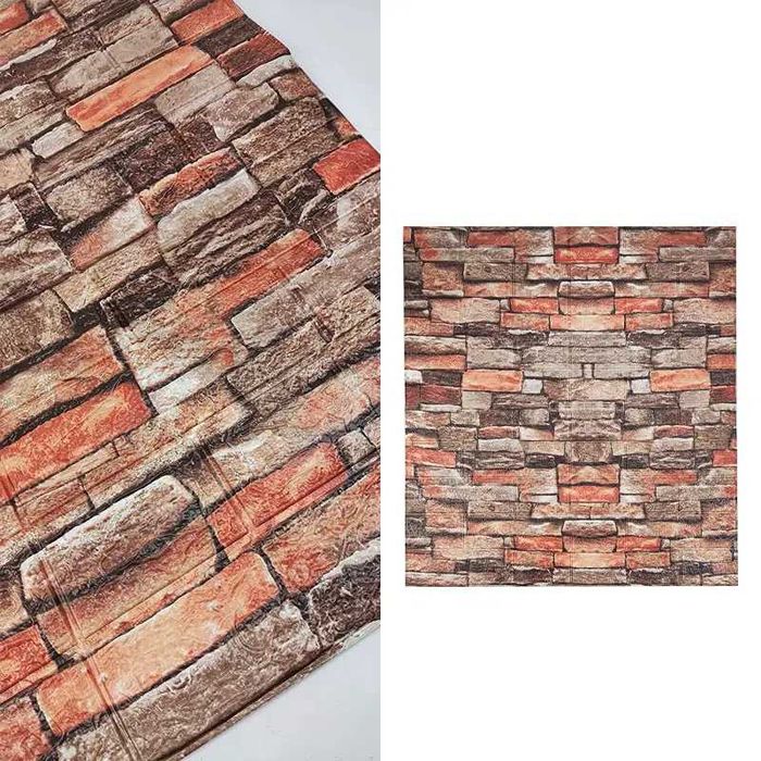 3D Тапети, Самозалепващи Пана Тапет 3D Тухли Релефни за стена