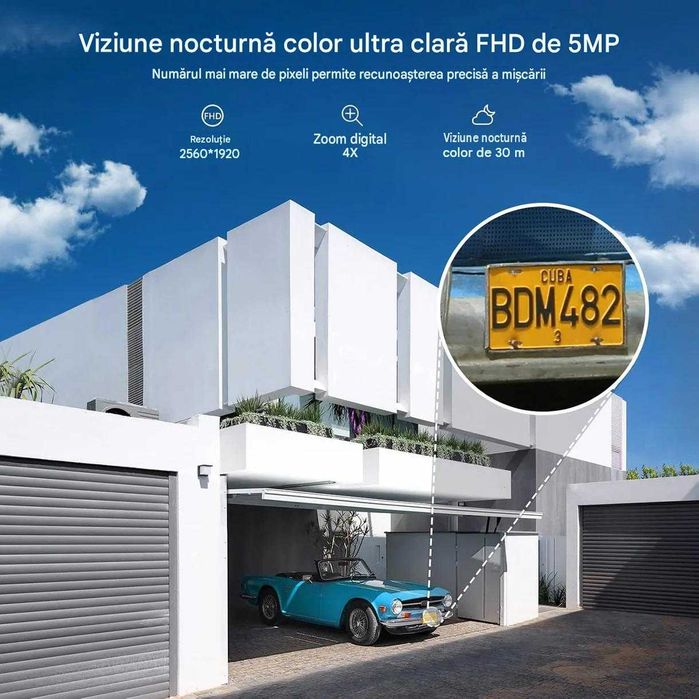 Cameră de supraveghere smart Wi-FI solară rotativa 360° ieGeek ZS-GX4S, Ultra HD de 5MP, vedere nocturnă