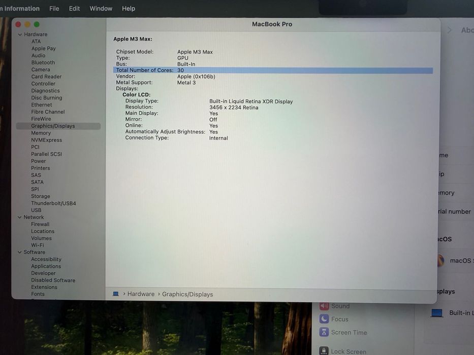 MacBook Pro 16" M3 MAX 14-CPU, 30-GPU, 36GB RAM, 1TB SSD