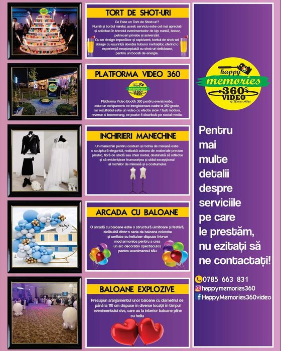 Baloane explozive, fum & artificii dansul mirilor/360/tort de Shot-uri