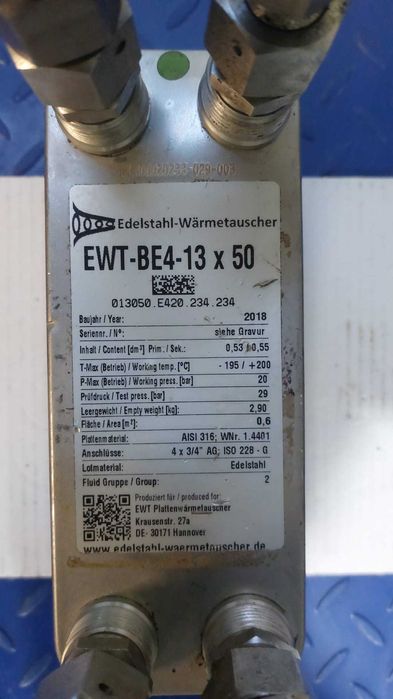 Schimbător de căldură cu plăci inox sisteme de racire EWT-BE4-13 X 50