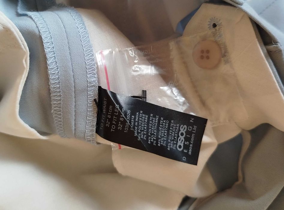 стилен панталон slim fit- Asos- млечно син, W32 / L32