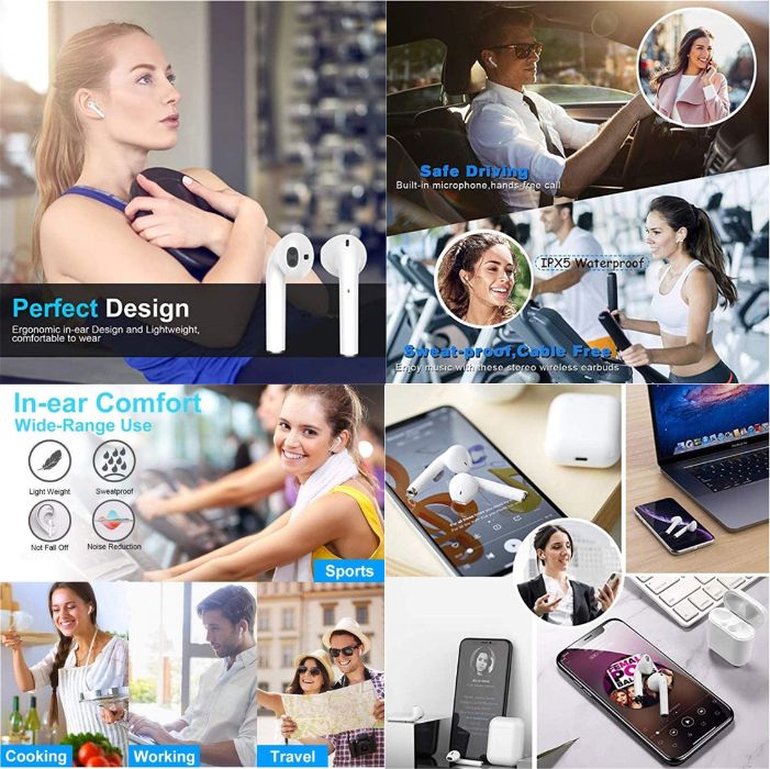 Casti Roz inPods 12 fara fir, Bluetooth 5.0, 10 m, Noi ambalate!