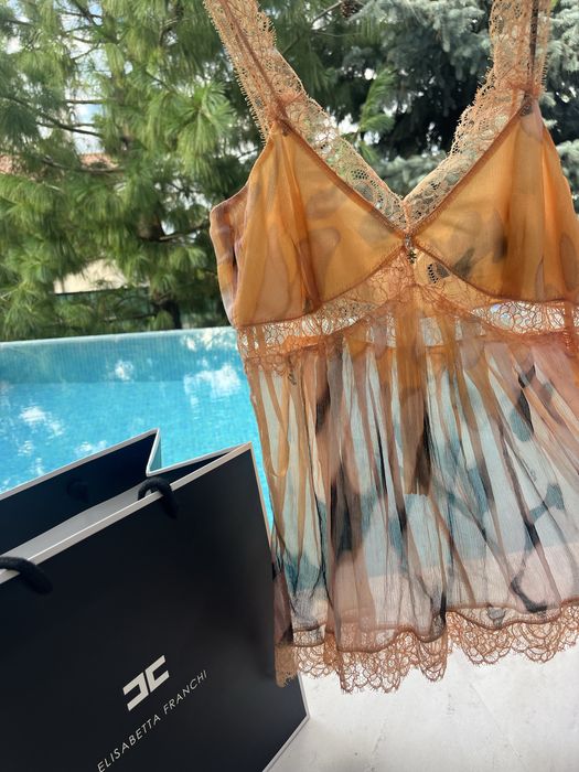 Elisabetta Franchi копринен топ Оригинален 100%