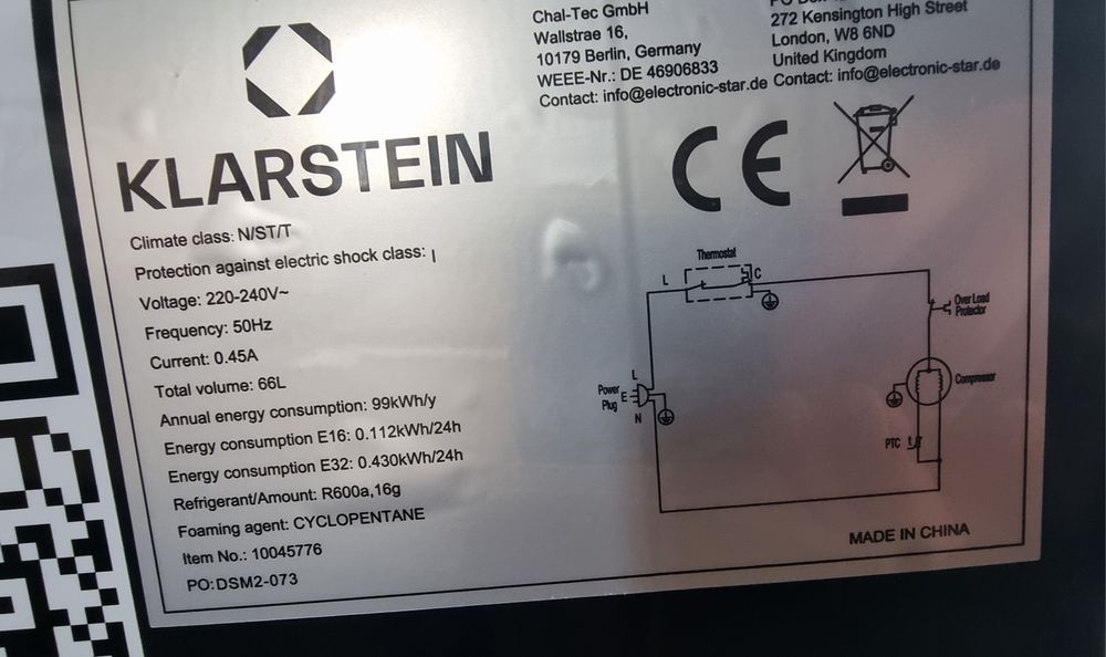 Хладилник Klarstein 66L