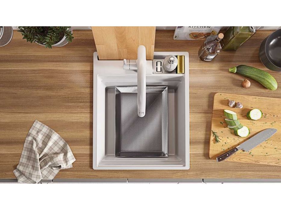 Кухненска Мивка от гранит модел Осло 45 Премиум 430 x 530 мм Бяла