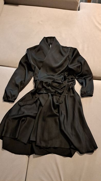 Rochie neagra satinata, XS-L