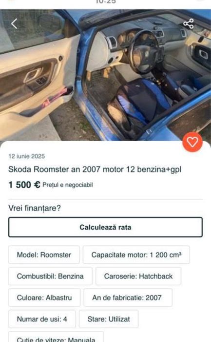 Roomster  benzina  -gpl in stare de functionare