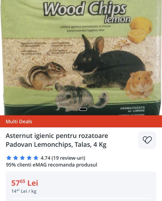 Asternut talas pentru rozatoare Padovan Lemonchips 4KG