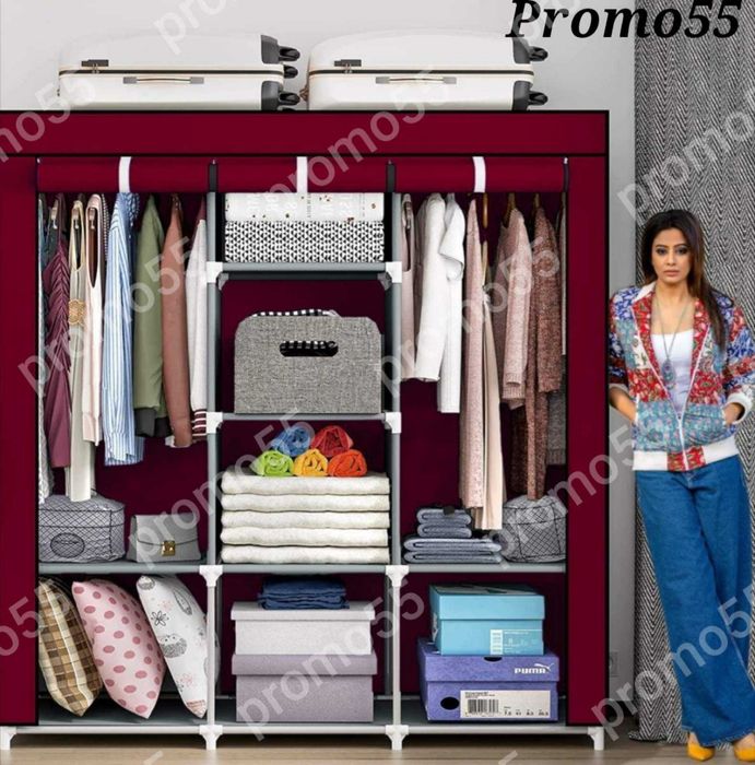 Текстилен триклирен гардероб, Органайзер за дрехи 130х175х45 см.