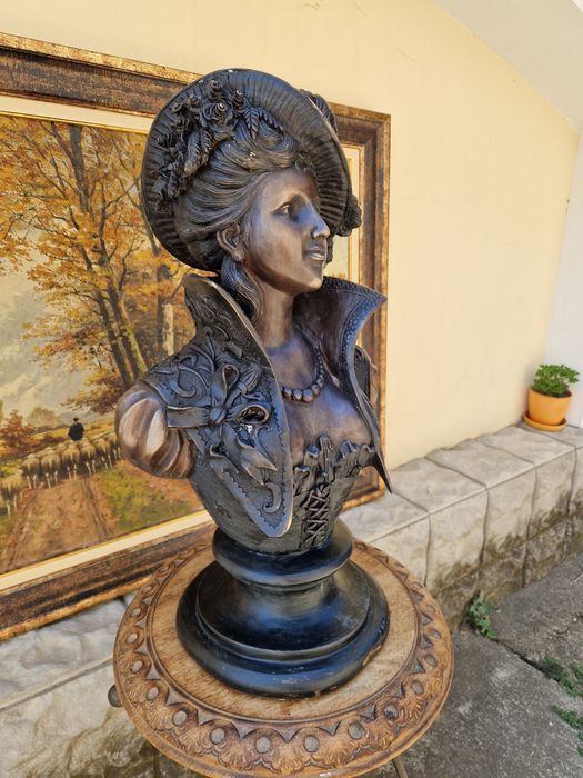 Топ - Уникална антикварна френска бронзова фигура статуетка скулптура