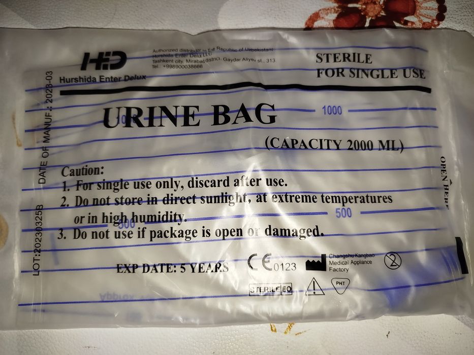 Yangi siydik qopchalari - urine bag 2000 ml