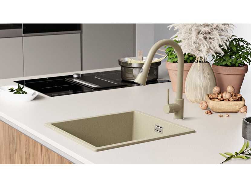 Кухненска Мивка от гранит модел Лондон 45 Slim 410 x 470 mm - бежова